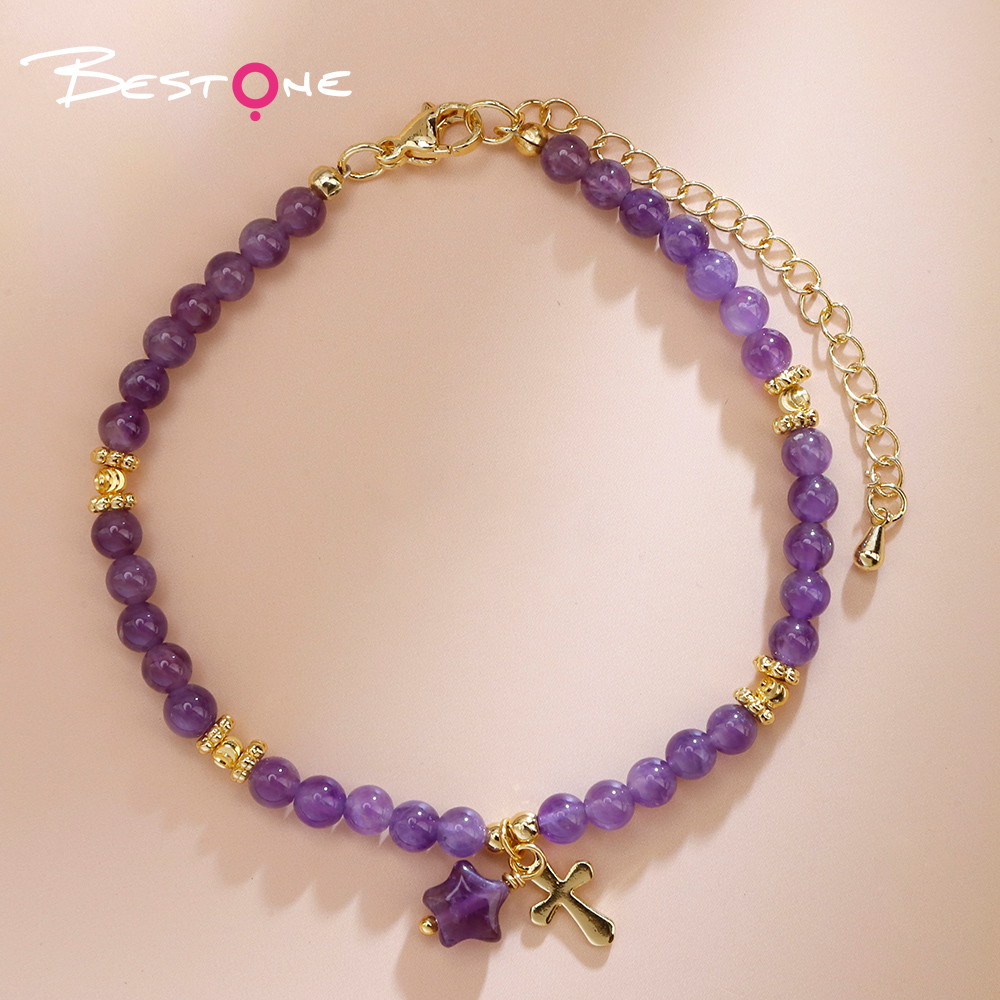 Natural Stone Star Cross Beaded Bracelet