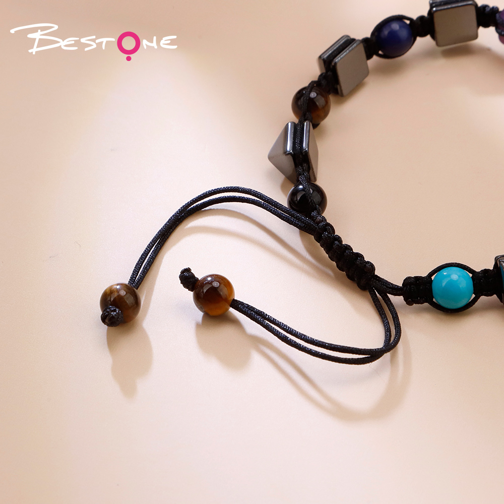 Natural Stone Pull-String Bracelet with Colorful Gemstone Beads