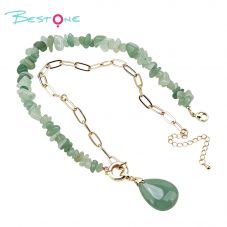 Natural Stone Teardrop Pendant Necklace