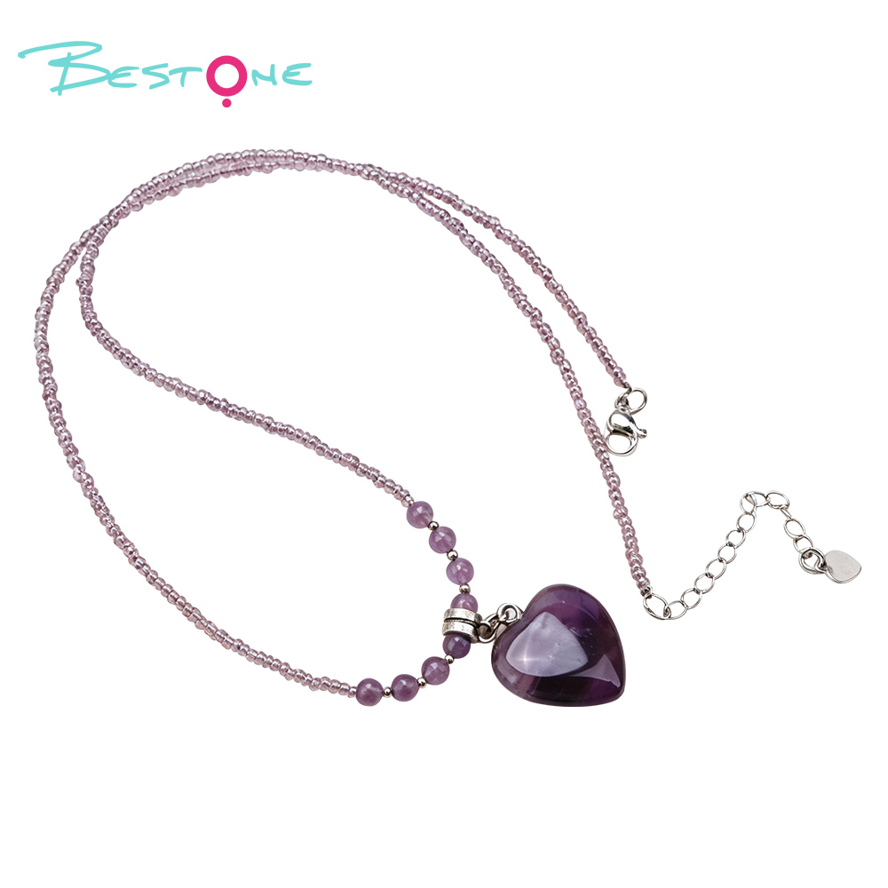 Natural Stone Heart Pendant Necklace