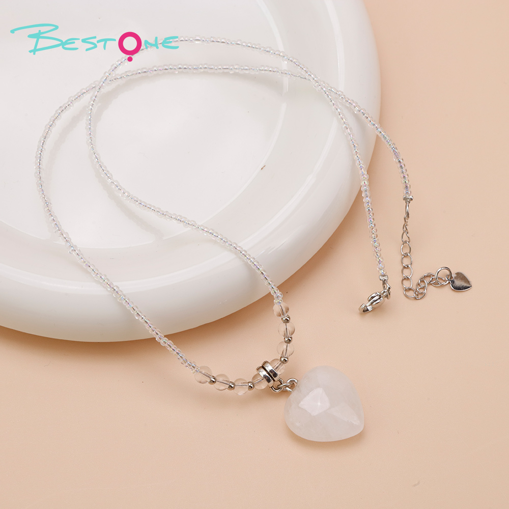 Natural Stone Heart Pendant Necklace