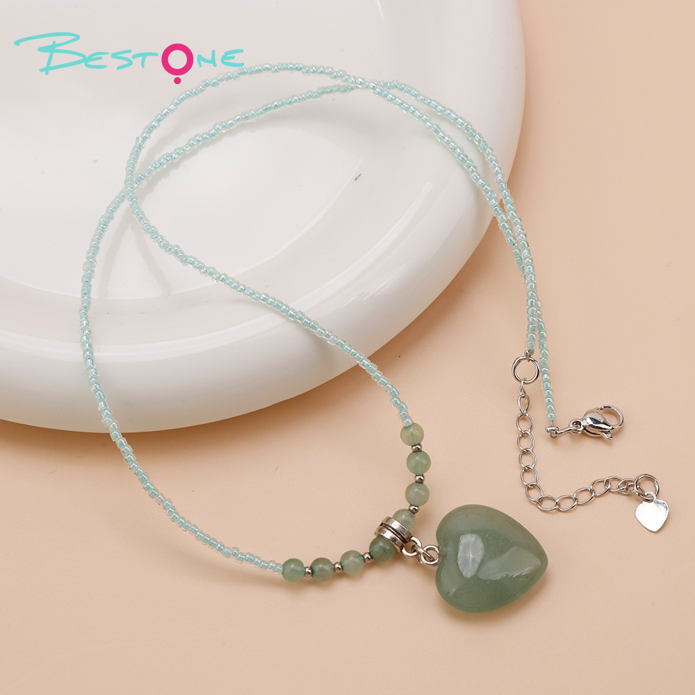 Natural Stone Heart Pendant Necklace