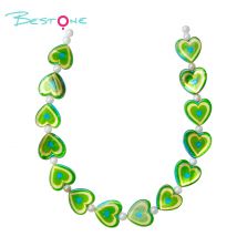 Printed Rectangle Shell Heart Bead Strand