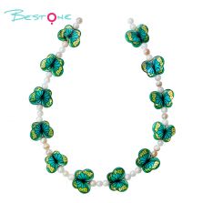 Printed Rectangle Shell Butterfly Bead Strand