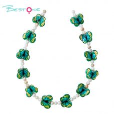 Printed Rectangle Shell Butterfly Bead Strand