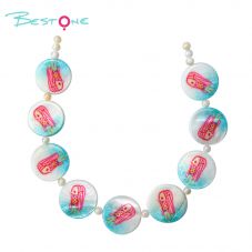 Printed Shell Disc Marine Theme Bead Strand